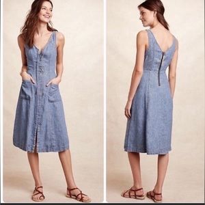 Anthropologie Holding Horses Summer Sleeveless Denim Dress, Midi